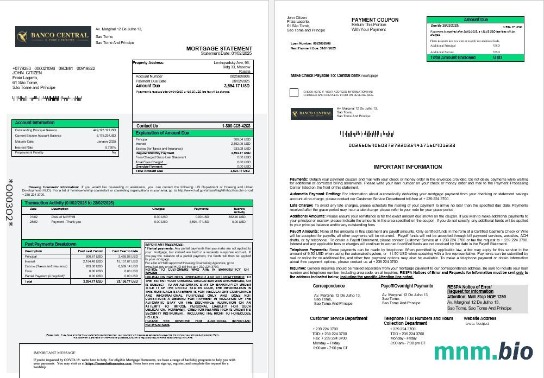 Wyspy Świętego Tomasza i Książęca Banco Central de S.Tome e Principe wyciąg z kredytu hipotecznego w Word 1-2